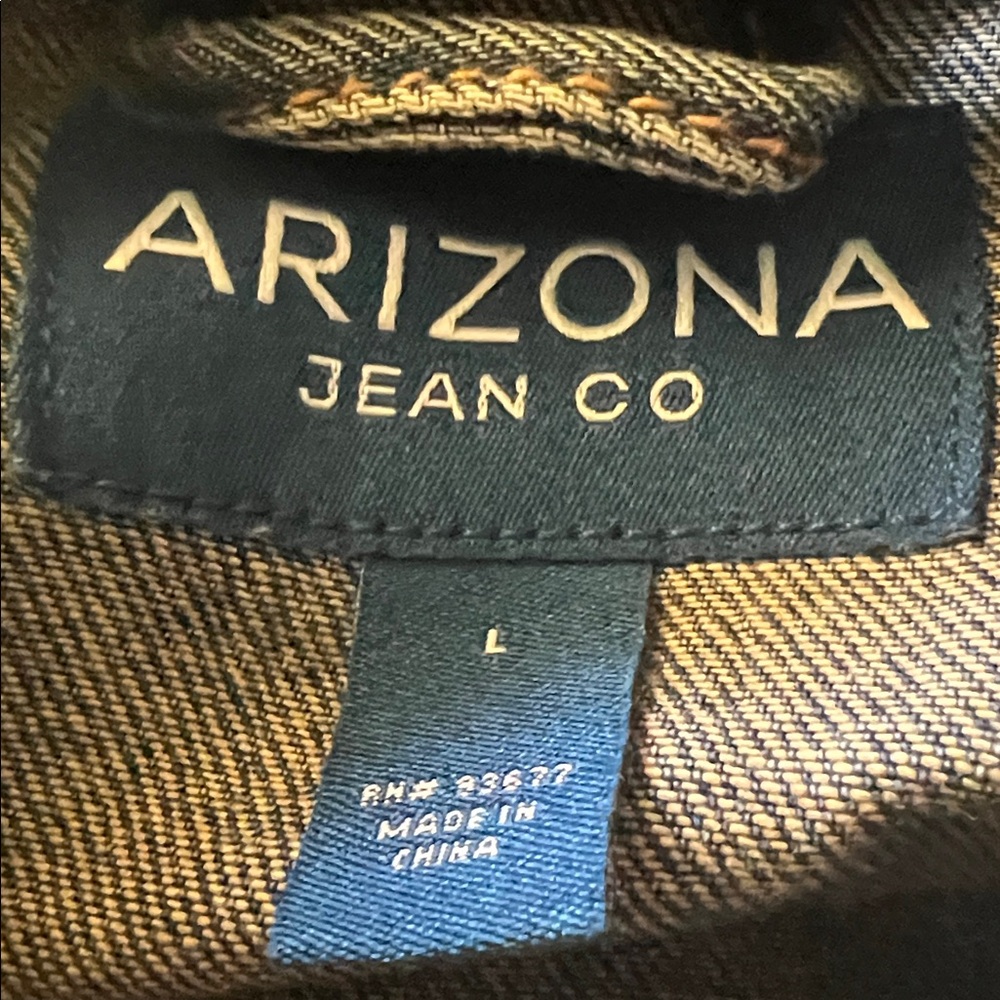 # 0492- Men Arizona Blue Jean Company Jacket. Julie Lee handcrafted Art . WHT - Picture 11 of 11